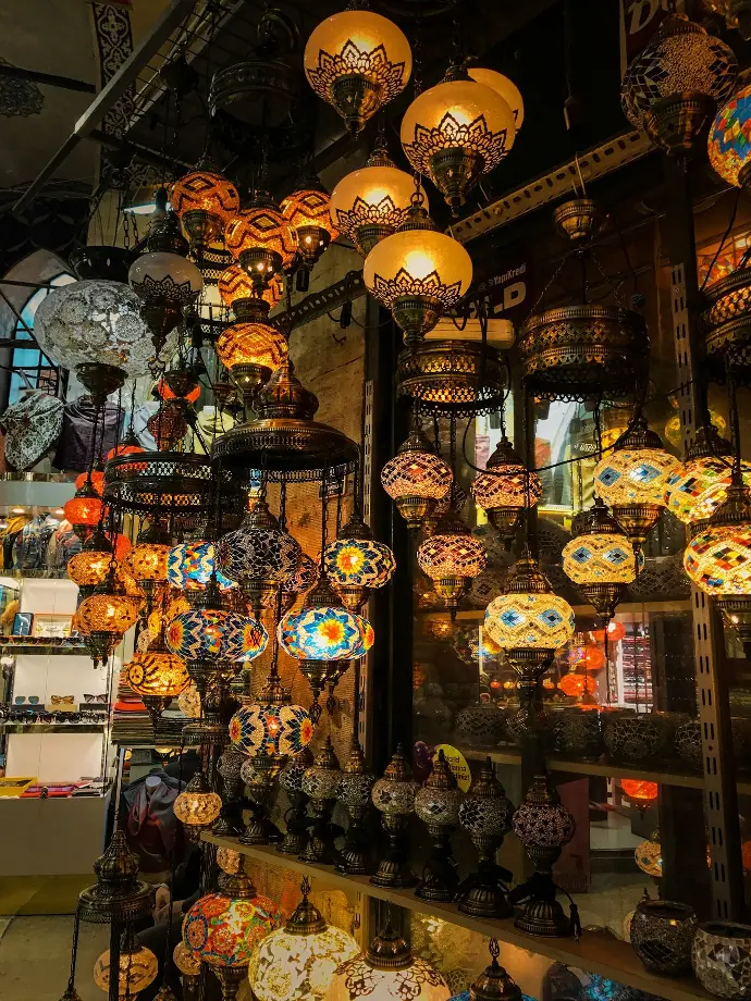 brown lantern lamp